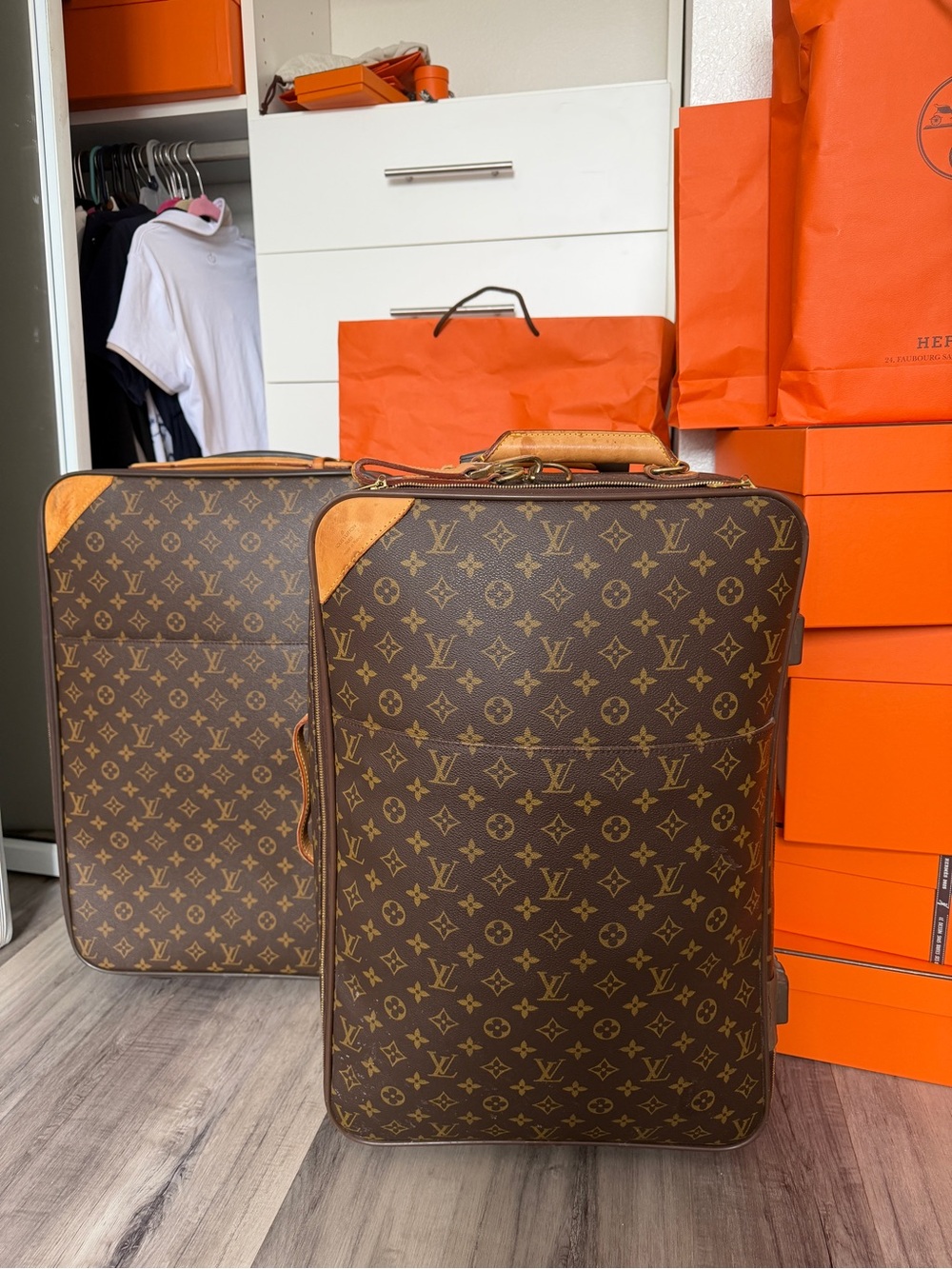 Louis Vuitton Monogram Canvas Rolling Suitcase in Brown and Tan